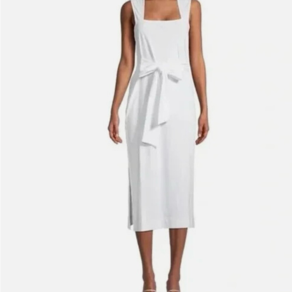 Vince White Midi Dress with Tie Waist